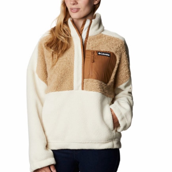Columbia Jackets & Blazers - NEW COLUMBIA Lodge Relaxed Fit Sherpa Fleece Top size L